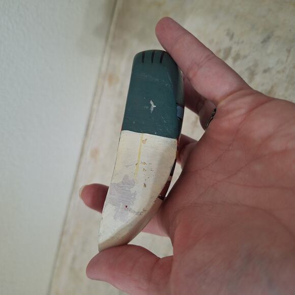 Vintage hand painted Laurel Burch laying cat wood figurine folk art - Picture 3 of 5